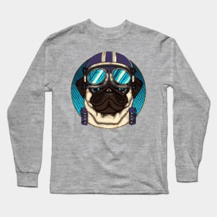 Retro Pug Pilot Dog Lover Puppy Long Sleeve T-Shirt